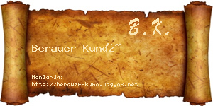 Berauer Kunó névjegykártya